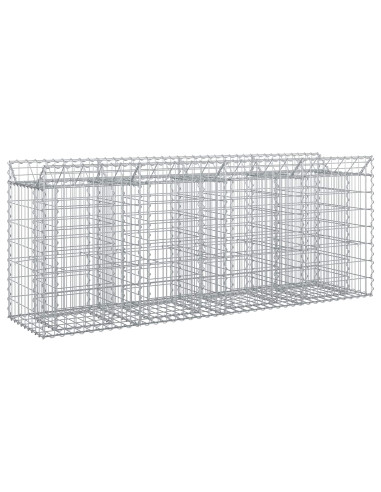 Letto rialzato in gabbione 2 pcs Argento 200 x 50 x 80 cm