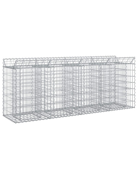 Letto rialzato in gabbione 2 pcs Argento 200 x 50 x 80 cm