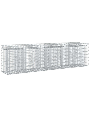 Letto rialzato in gabbione 2 pcs Argento 300 x 50 x 80 cm