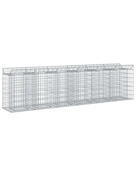 Letto rialzato in gabbione 2 pcs Argento 300 x 50 x 80 cm