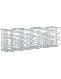 Letto rialzato in gabbione 2 pcs Argento 250 x 50 x 80 cm