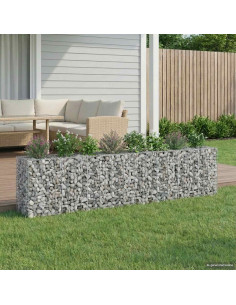 Letto rialzato in gabbione 2 pcs Argento 330 x 50 x 80 cm