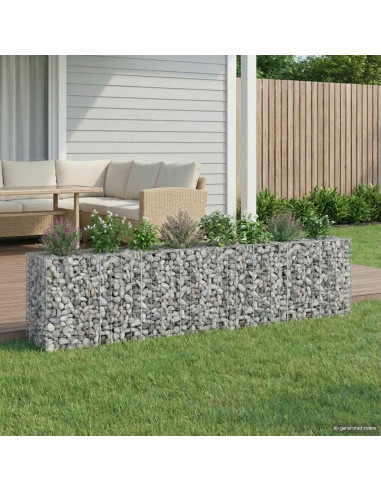 Letto rialzato in gabbione 2 pcs Argento 330 x 50 x 80 cm