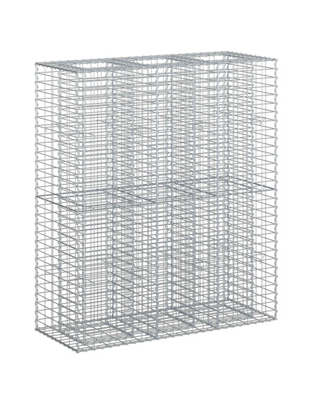 Letto rialzato in gabbione 2 pcs Argento 130 x 50 x 150 cm