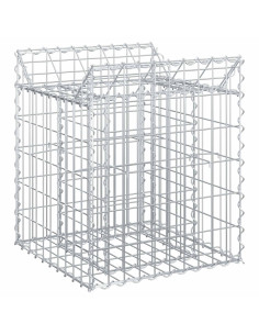 Letto rialzato in gabbione Argento 50 x 50 x 60 cm