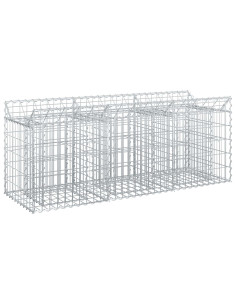 Letto rialzato in gabbione Argento 150 x 50 x 60 cm