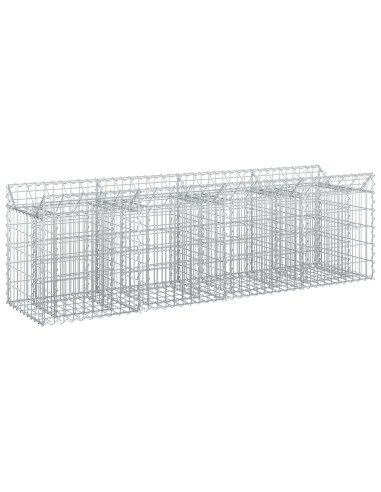 Letto rialzato in gabbione Argento 200 x 50 x 60 cm