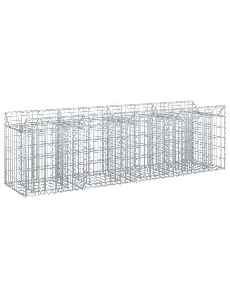 Letto rialzato in gabbione Argento 200 x 50 x 60 cm