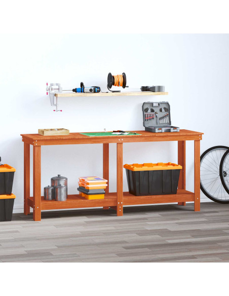 Banco da lavoro con lo scaffale Marrone Cera 180 x 50 x 80 cm