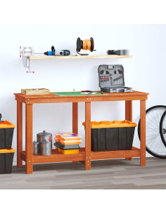 Banco da lavoro con lo scaffale Marrone Cera 140 x 50 x 80 cm