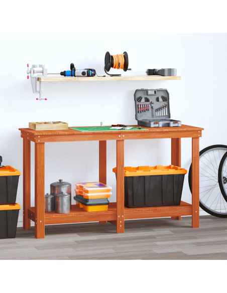 Banco da lavoro con lo scaffale Marrone Cera 140 x 50 x 80 cm