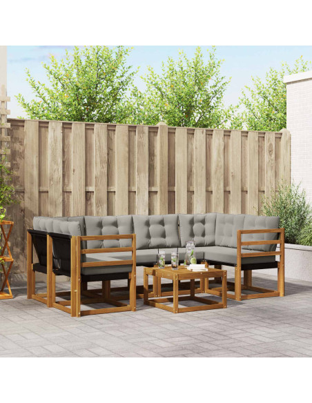 Set di divani con cuscino 7 pcs Grigio Naturale e Chiaro