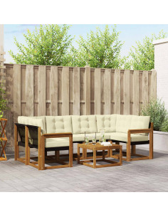 Set di divani con cuscino 7 pcs Naturale e Crema