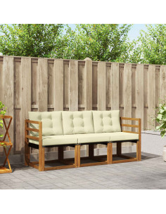 Set di divani con cuscino 3 pcs Naturale e Crema