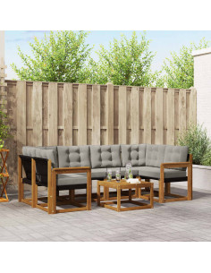 Set di divani con cuscino 7 pcs Grigio Naturale e Chiaro