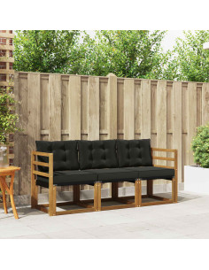 Set di divani con cuscino 3 pcs Naturale e Nero