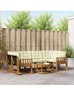 Set di divani con cuscino 7 pcs Naturale e Crema