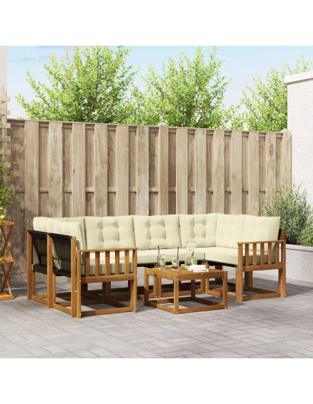 Set di divani con cuscino 7 pcs Naturale e Crema