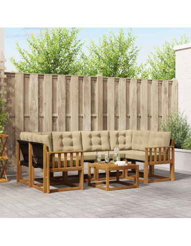 Set di divani con cuscino 7 pcs Naturale e Beige