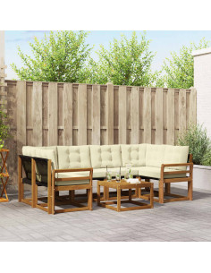 Set di divani con cuscino 7 pcs Naturale e Crema