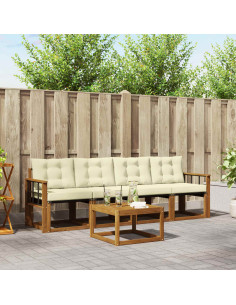 Set di divani con cuscino 5 pcs Naturale e Crema