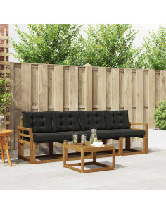 Set di divani con cuscino 5 pcs Naturale e Nero