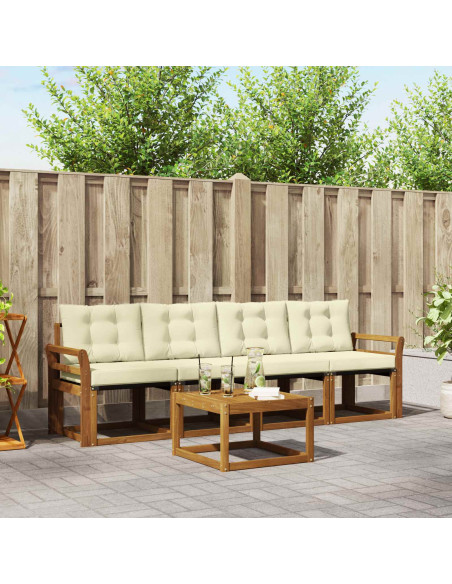 Set di divani con cuscino 5 pcs Naturale e Crema