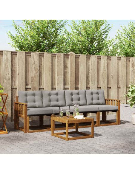 Set di divani con cuscino 5 pcs Grigio Naturale e Chiaro