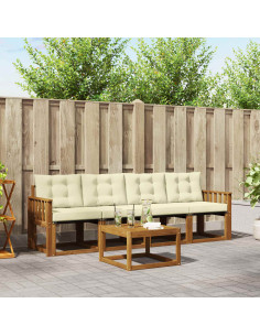 Set di divani con cuscino 5 pcs Naturale e Crema