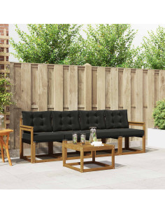 Set di divani con cuscino 5 pcs Naturale e Nero