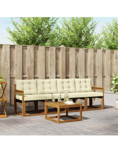 Set di divani con cuscino 5 pcs Naturale e Crema