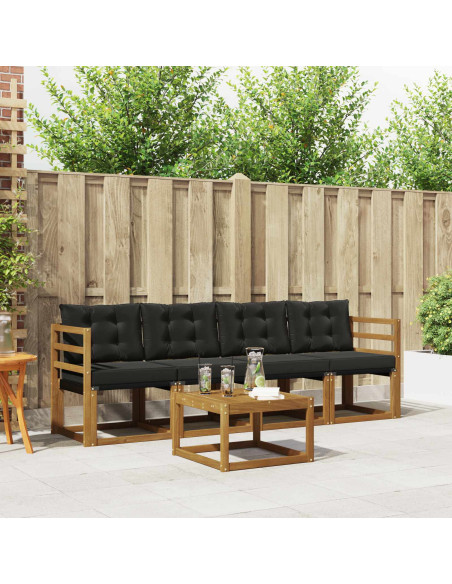 Set di divani con cuscino 5 pcs Naturale e Nero
