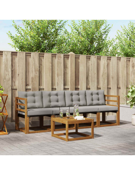 Set di divani con cuscino 5 pcs Grigio Naturale e Chiaro
