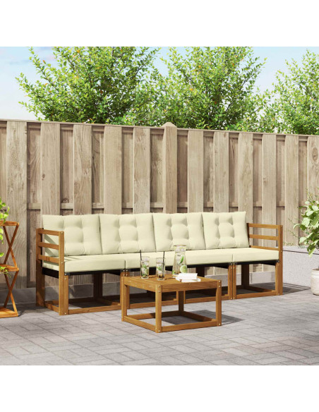 Set di divani con cuscino 5 pcs Naturale e Crema