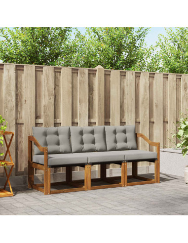 Set di divani con cuscino 3 pcs Grigio Naturale e Chiaro