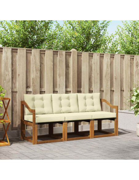 Set di divani con cuscino 3 pcs Naturale e Crema