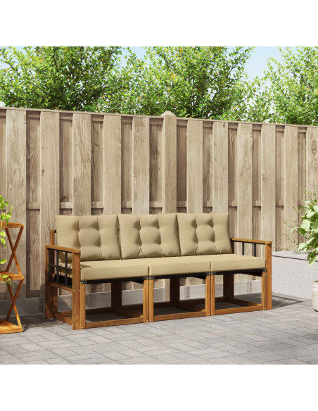 Set di divani con cuscino 3 pcs Naturale e Beige
