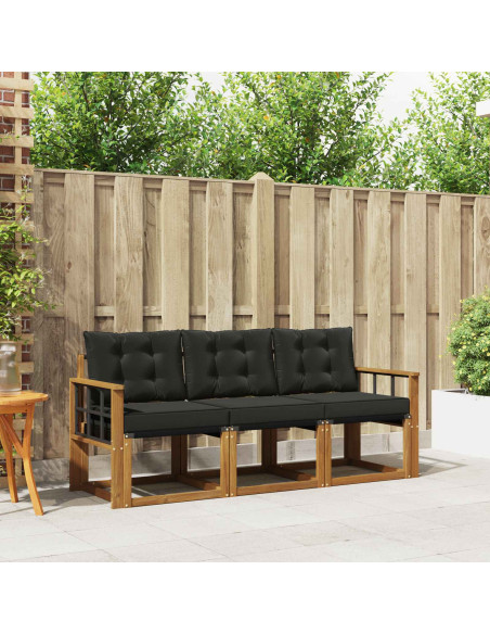 Set di divani con cuscino 3 pcs Naturale e Nero