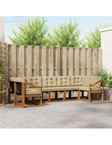 Set di divani con cuscino 7 pcs Naturale e Beige