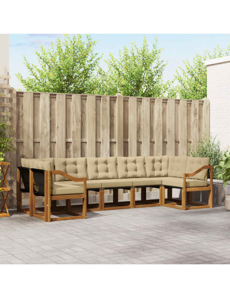 Set di divani con cuscino 7 pcs Naturale e Beige