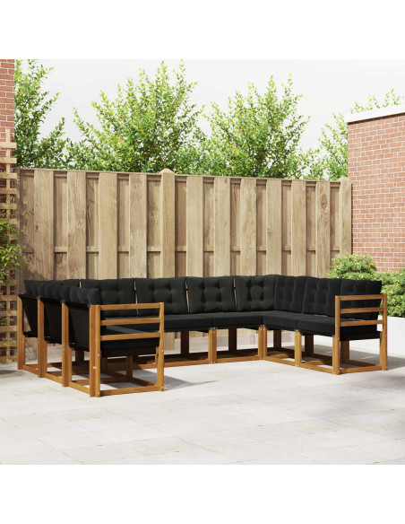 Set di divani 29 pcs Naturale e Nero Legno di Acacia Massello