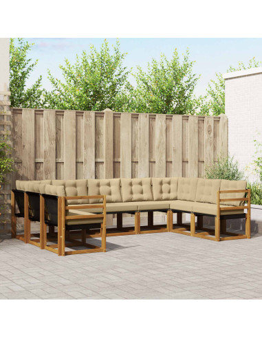 Set di divani 29 pcs Naturale e Beige Legno di Acacia Massello