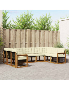 Set di divani 29 pcs Naturale e Crema Legno di Acacia Massello