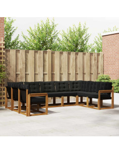 Set di divani 29 pcs Naturale e Nero Legno di Acacia Massello