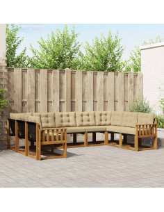 Set di divani 29 pcs Naturale e Beige Legno di Acacia Massello