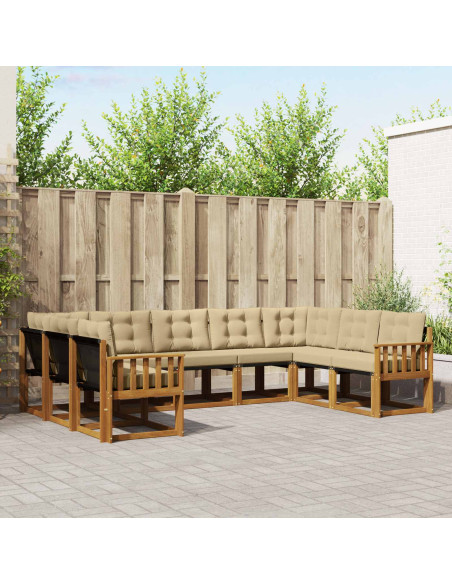 Set di divani 29 pcs Naturale e Beige Legno di Acacia Massello