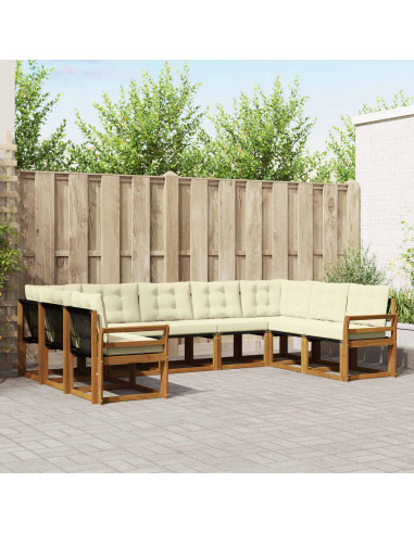 Set di divani 29 pcs Naturale e Crema Legno di Acacia Massello