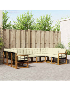 Set di divani 29 pcs Naturale e Crema Legno di Acacia Massello