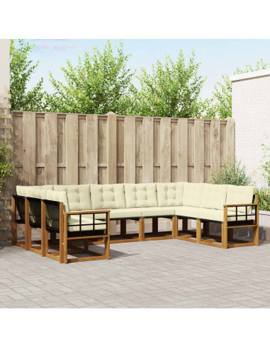 Set di divani 29 pcs Naturale e Crema Legno di Acacia Massello