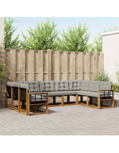 Set di divani con cuscino 29 pcs Grigio Naturale e Chiaro